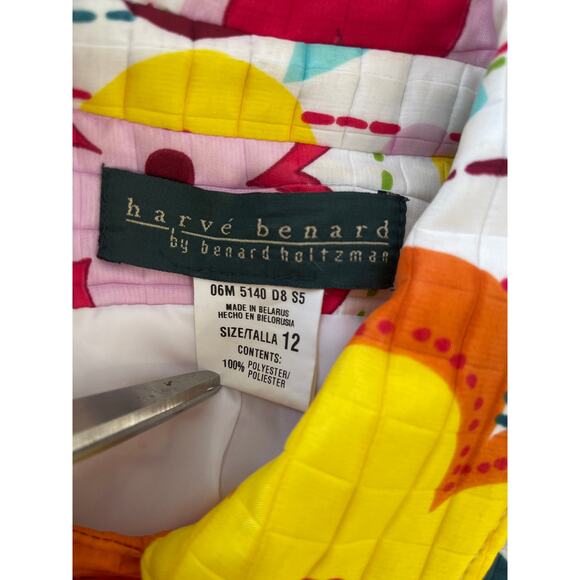 Harve Benard Quilted Mod Floral Spring Jacket Collared Overcoat Size Women's 12 - Picture 2 of 5